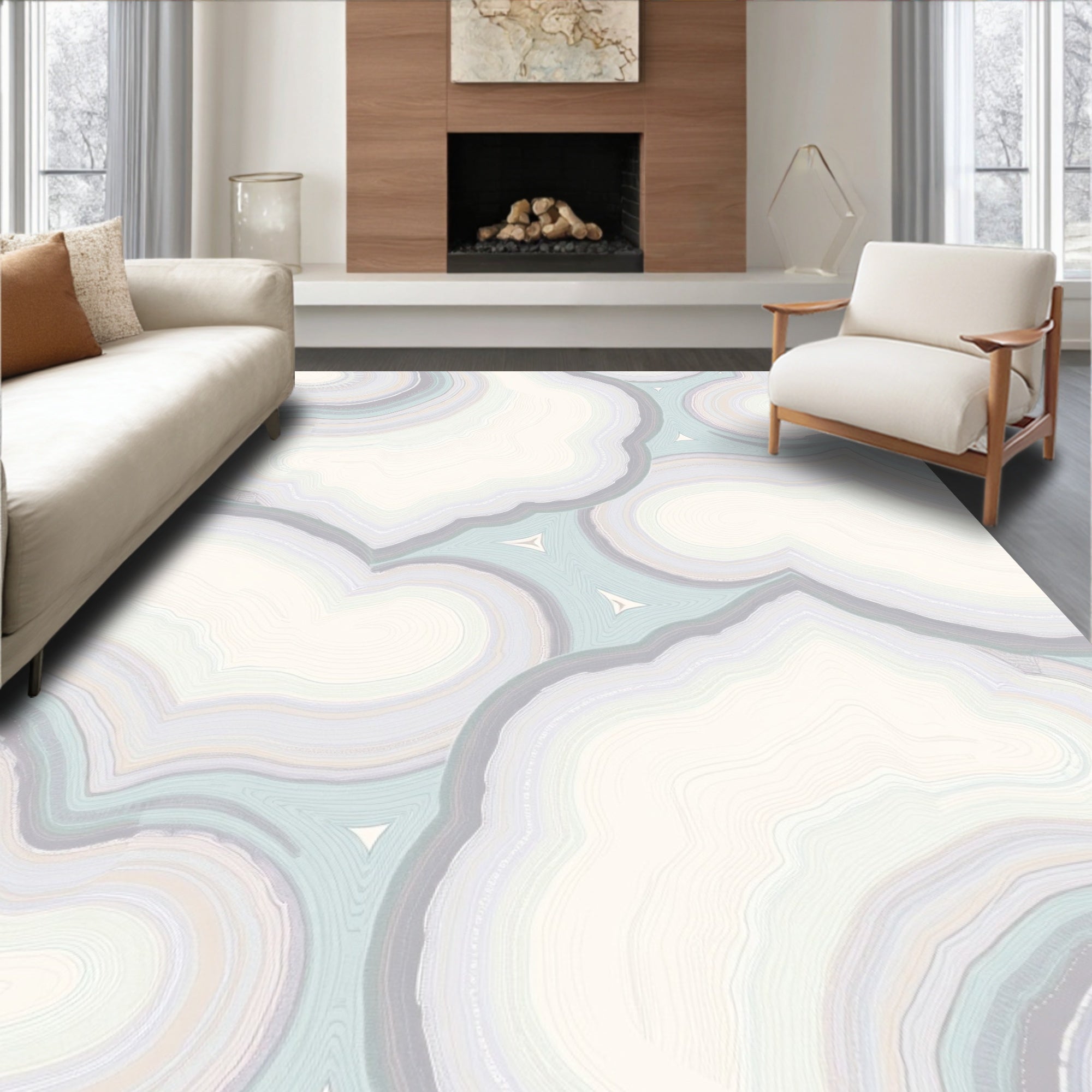 Agate Stone Swirl Pattern Design Rug