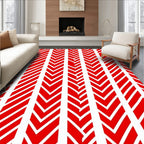 Red White Chevron Stripe Pattern Rug