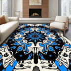 Intricate Blue Starburst Mandala Design Rug
