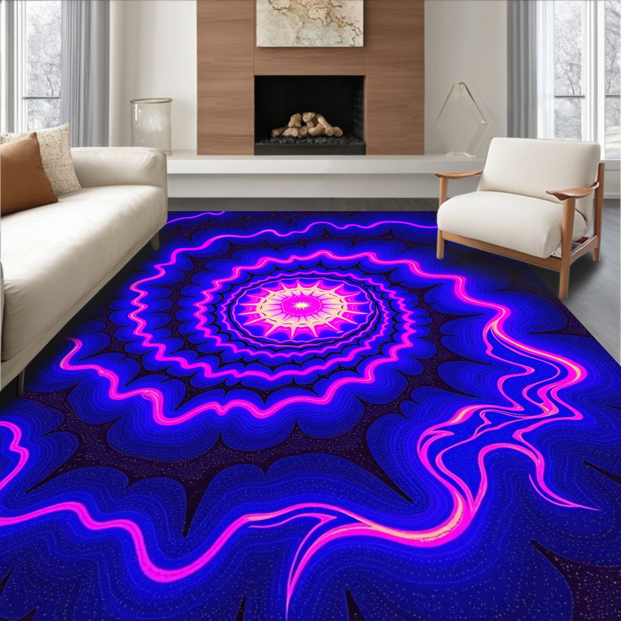 Vibrant Neon Swirl Pattern Rug