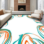 Abstract Swirls Aqua Orange Design Rug