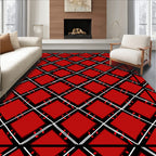 Bold Red Diamond Pattern Rug