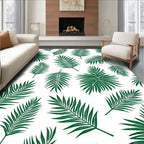 Green Palm Frond Tropical Pattern Rug