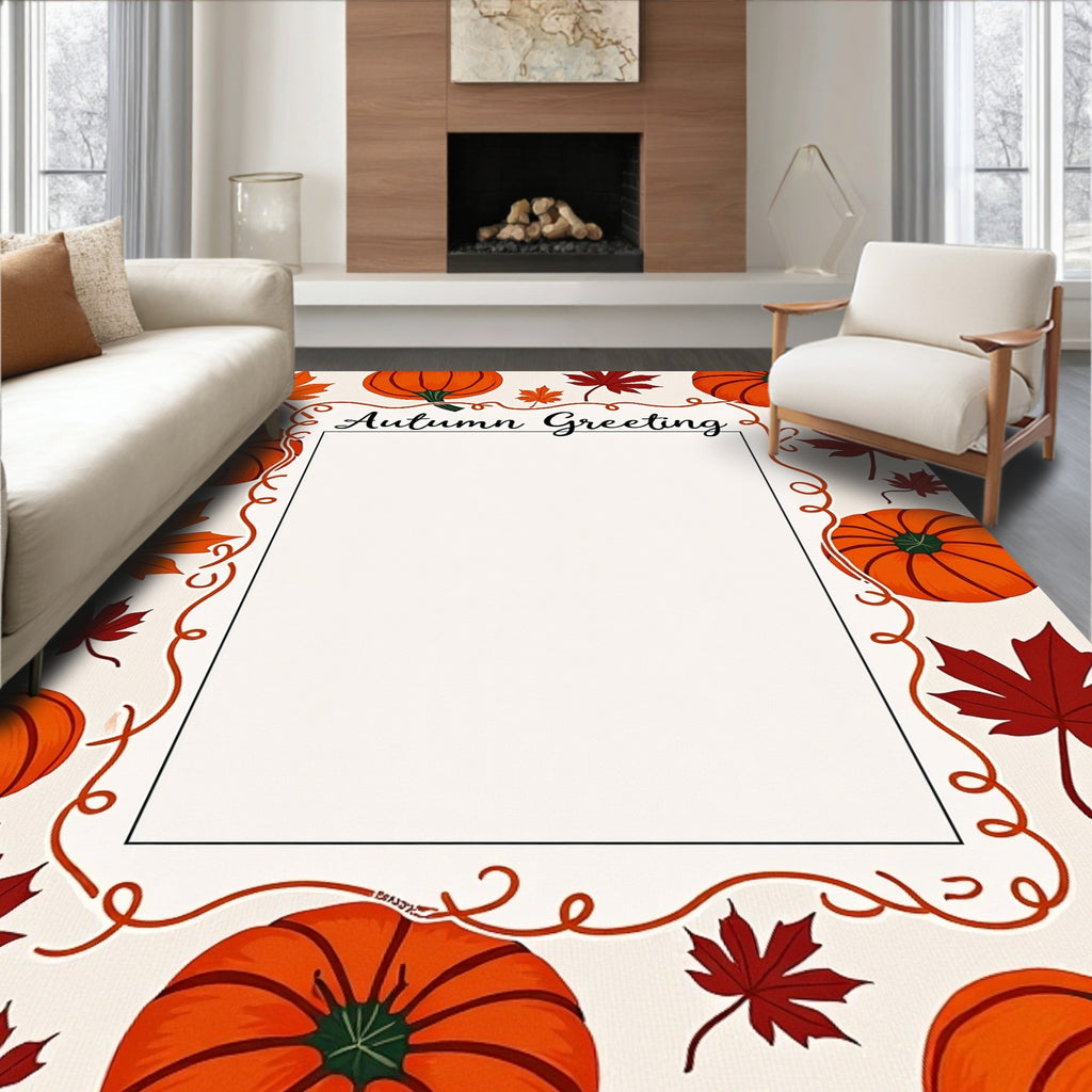 Autumn Pumpkin Leaf Graphic Rug