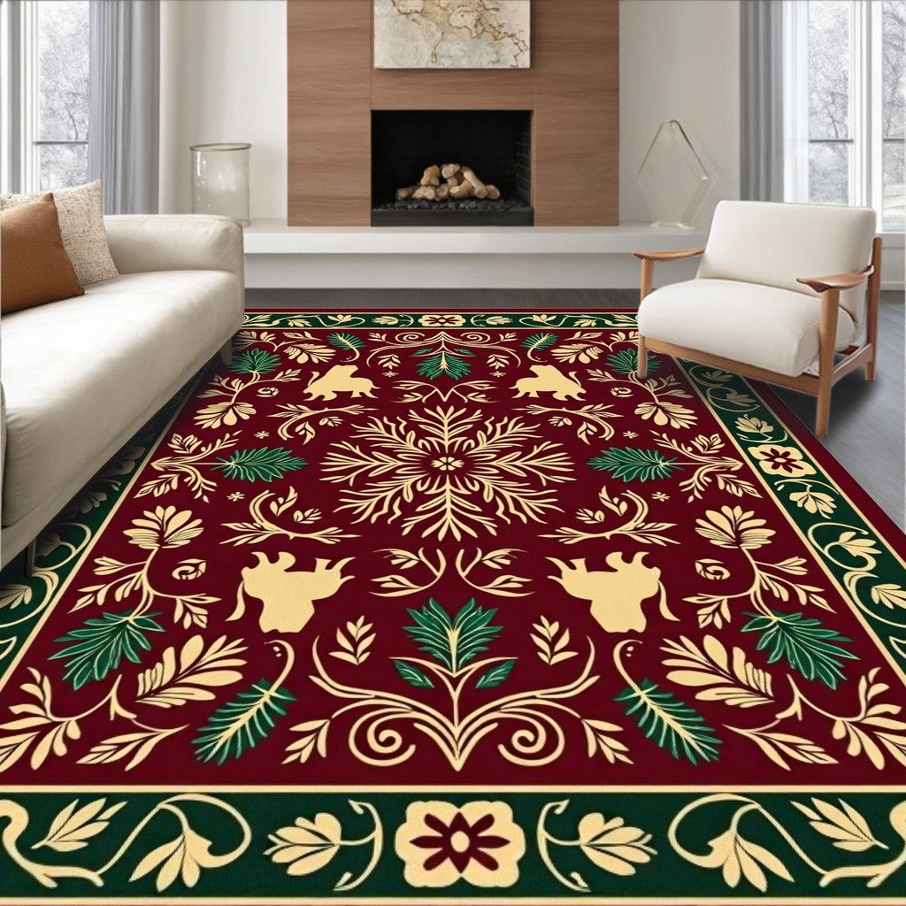 Regal Floral Animal Medallion Pattern Rug