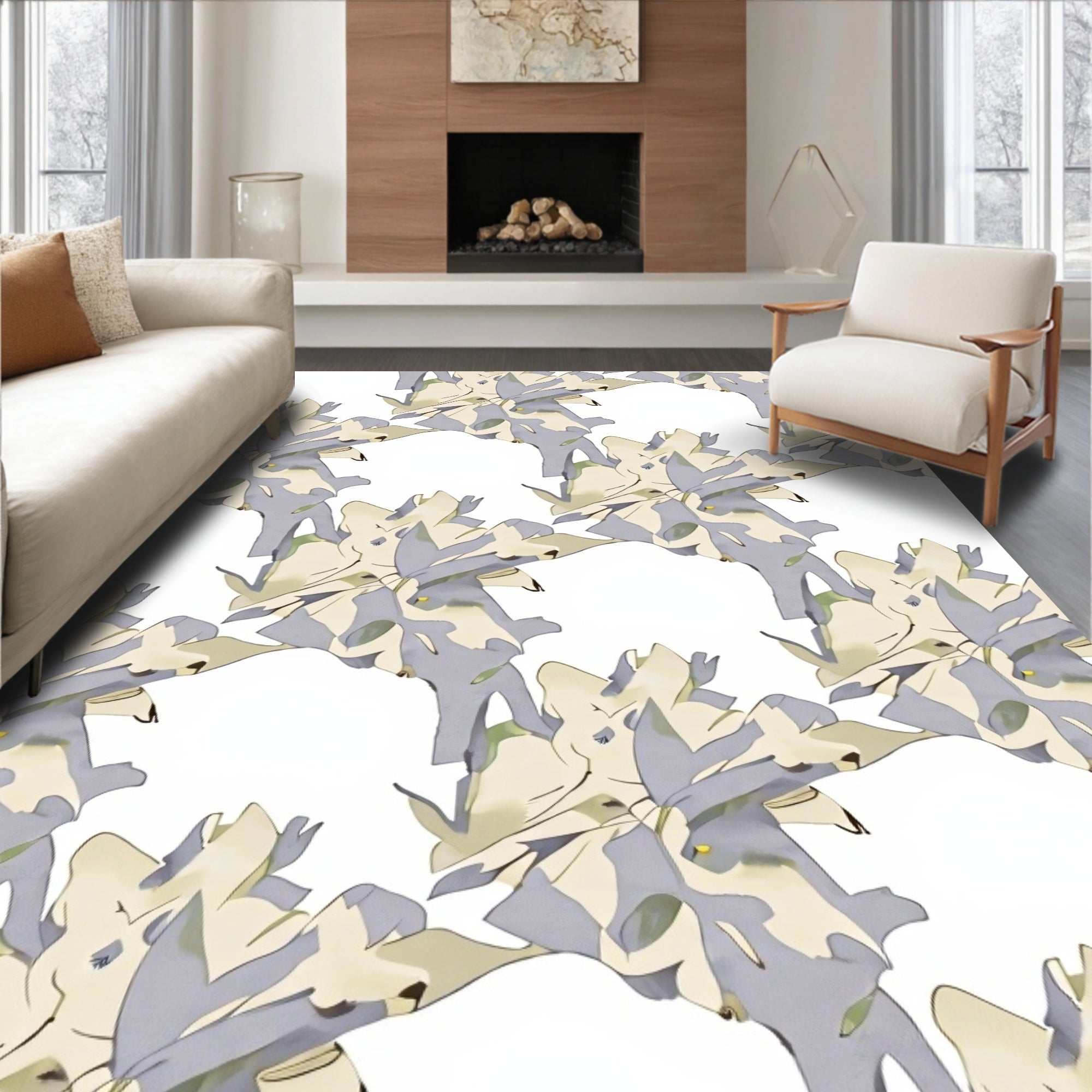 Abstract Irregular Organic Floral Pattern Rug