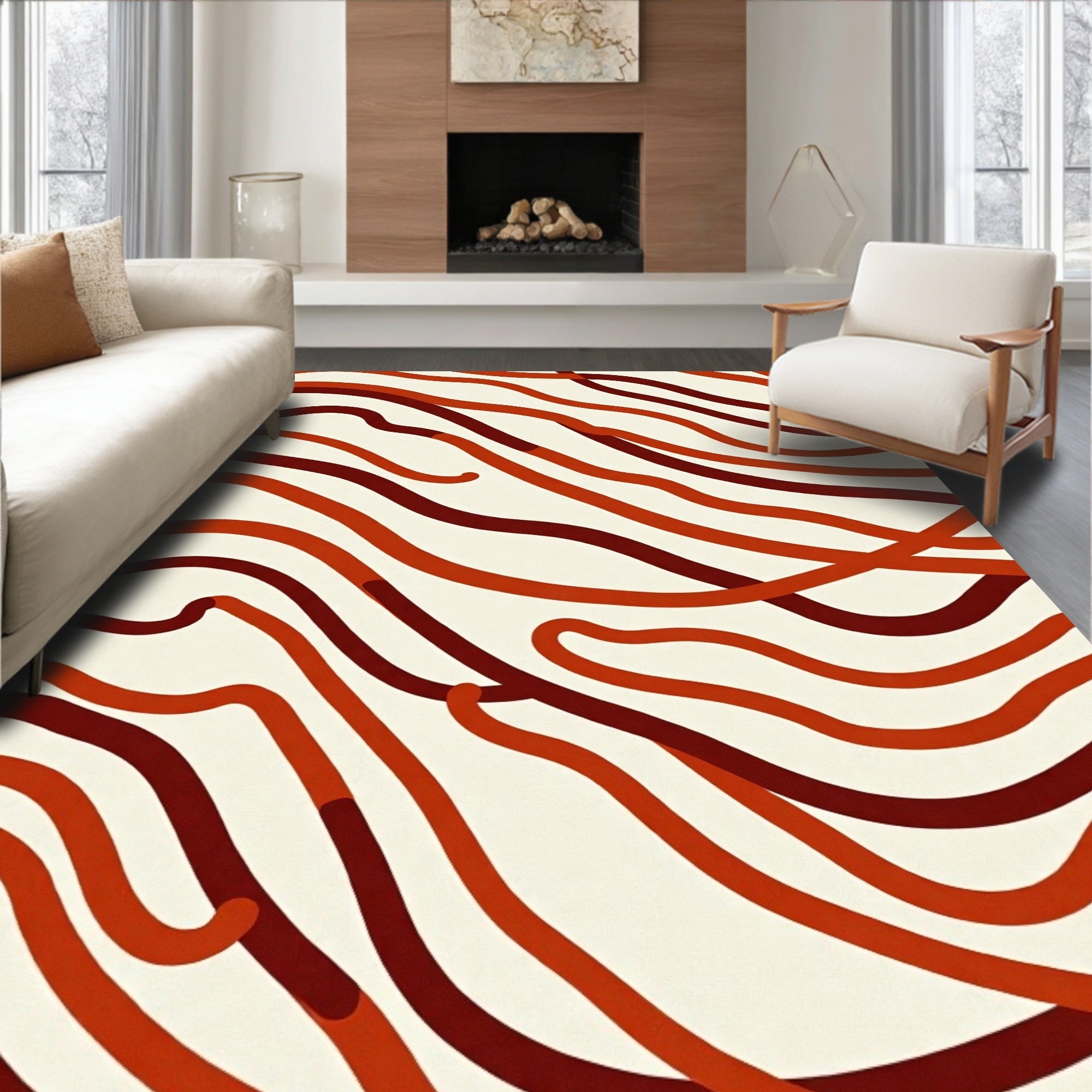 Wavy Abstract Stripe Pattern Rug