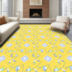 Geometric Abstract Yellow Blue Pattern Rug