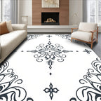 Ornate Scroll and Floral Corner Design Rug