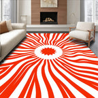 Abstract Red Sunburst Lines Rug