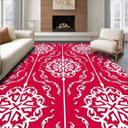 Red White Intricate Floral Pattern Rug