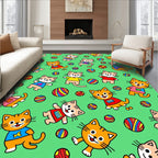 Cute Whimsical Cat Ball Pattern Rug