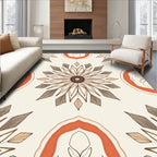 Orange Brown Boho Floral Medallion Rug