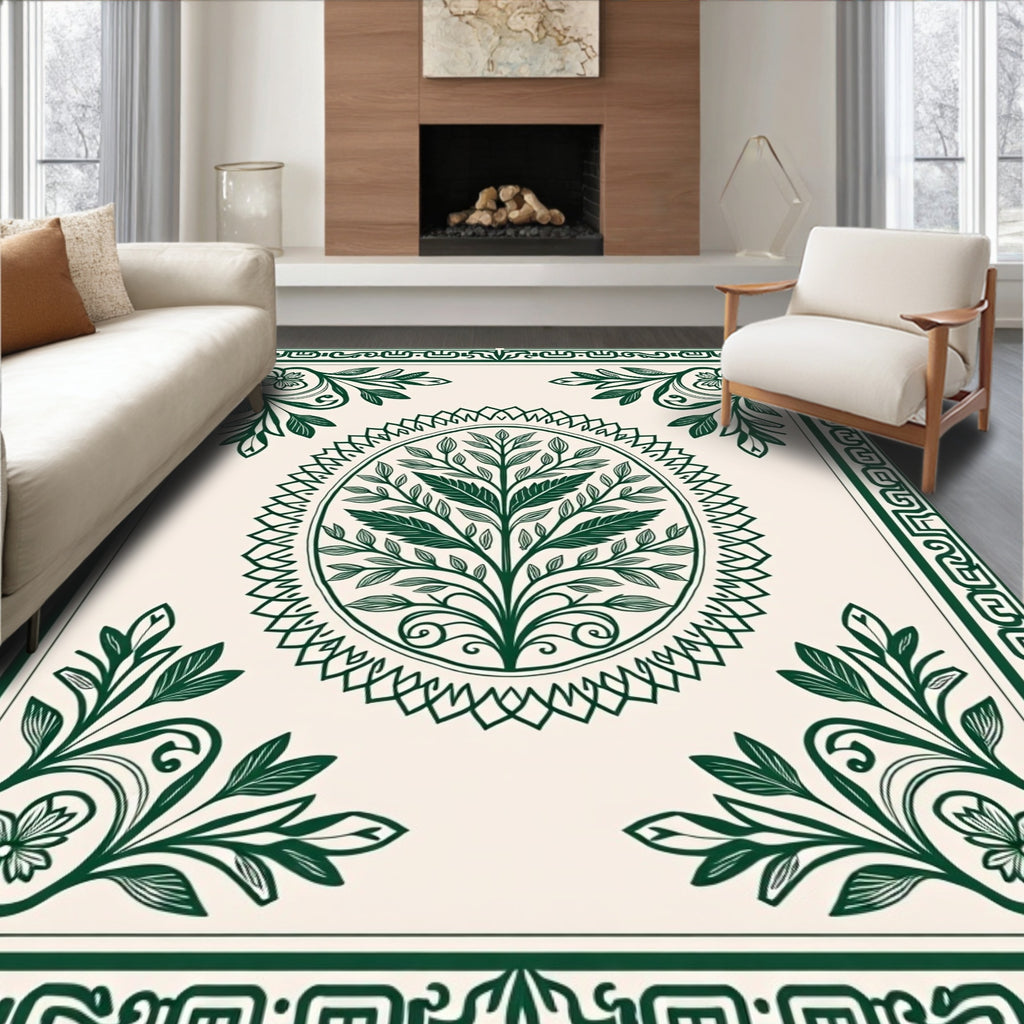 Elegant Tree of Life Floral Pattern Rug
