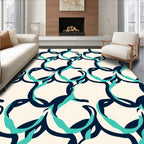 Abstract Teal Navy Link Pattern Rug