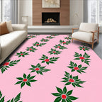 Pink Floral Berries and Leaves Rug