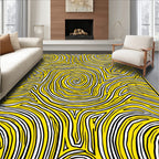 Abstract Yellow White Swirl Pattern Rug