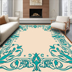 Elegant Teal Floral Vintage Design Rug