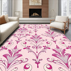 Pink Lilac Damask Ornate Pattern Rug