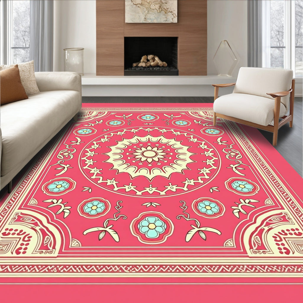 Mandala Floral Border Design Rug