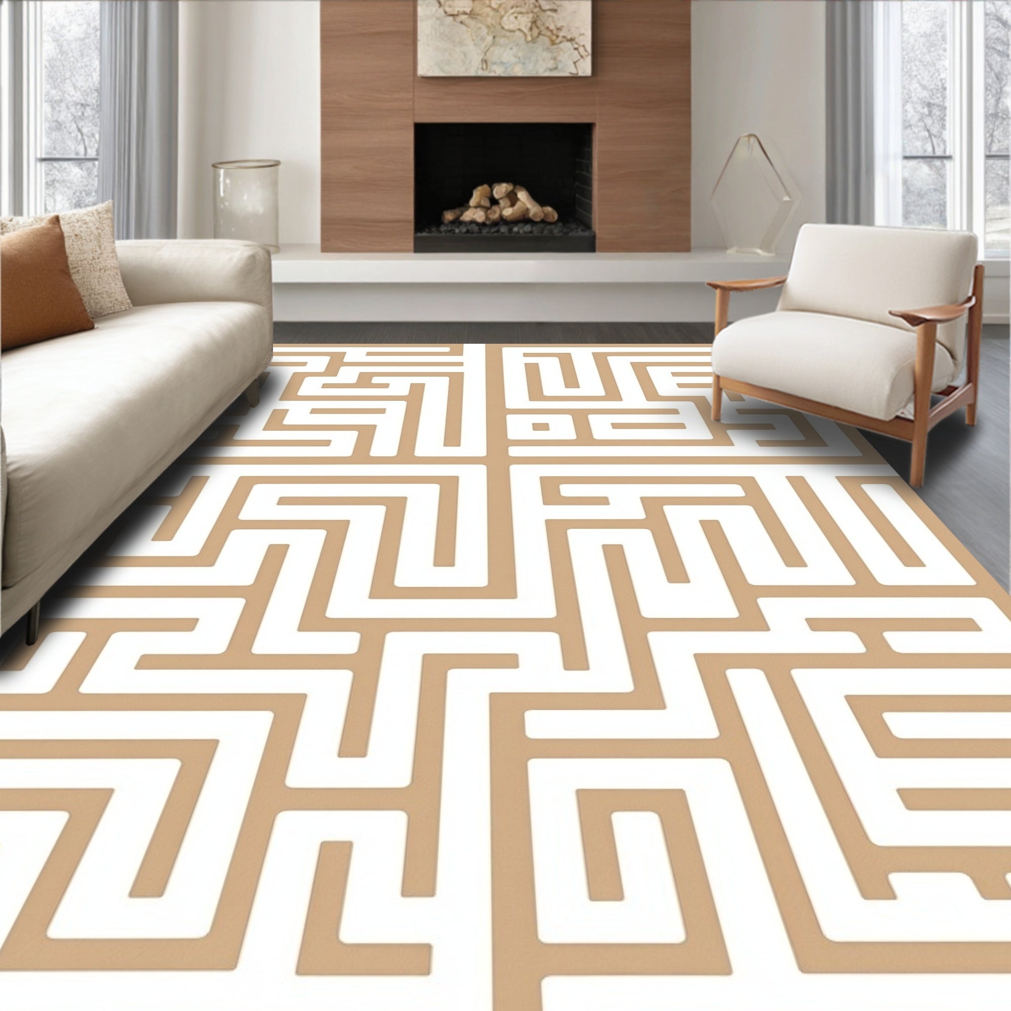 Geometric Maze Pattern Rug