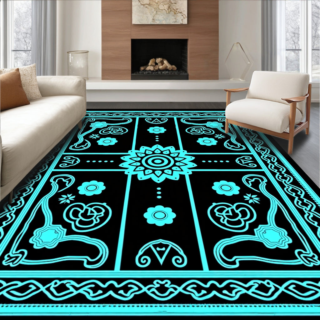 Geometric Floral Symmetry Design Rug