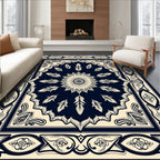 Classic Floral Medallion Navy Rug