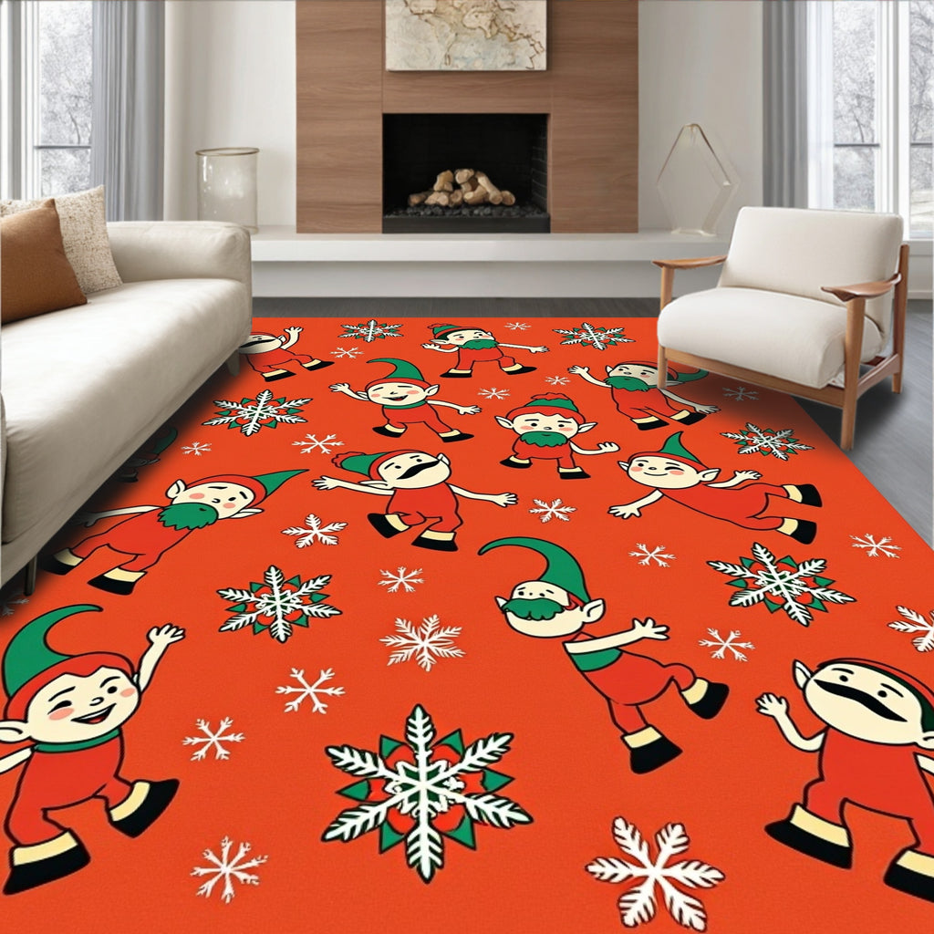 Delightful Elf Snowflake Pattern Rug
