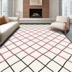Crimson Lattice Geometric Diamond Rug