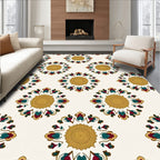Vintage Gold Floral Medallion Design Rug