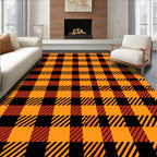 Orange Black Plaid Pattern Rug