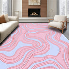 Pink Blue Wavy Contour Design Rug