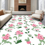 Pink Rose Vine Floral Pattern Rug