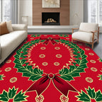Holly Wreath with 2 Red Bows Rug