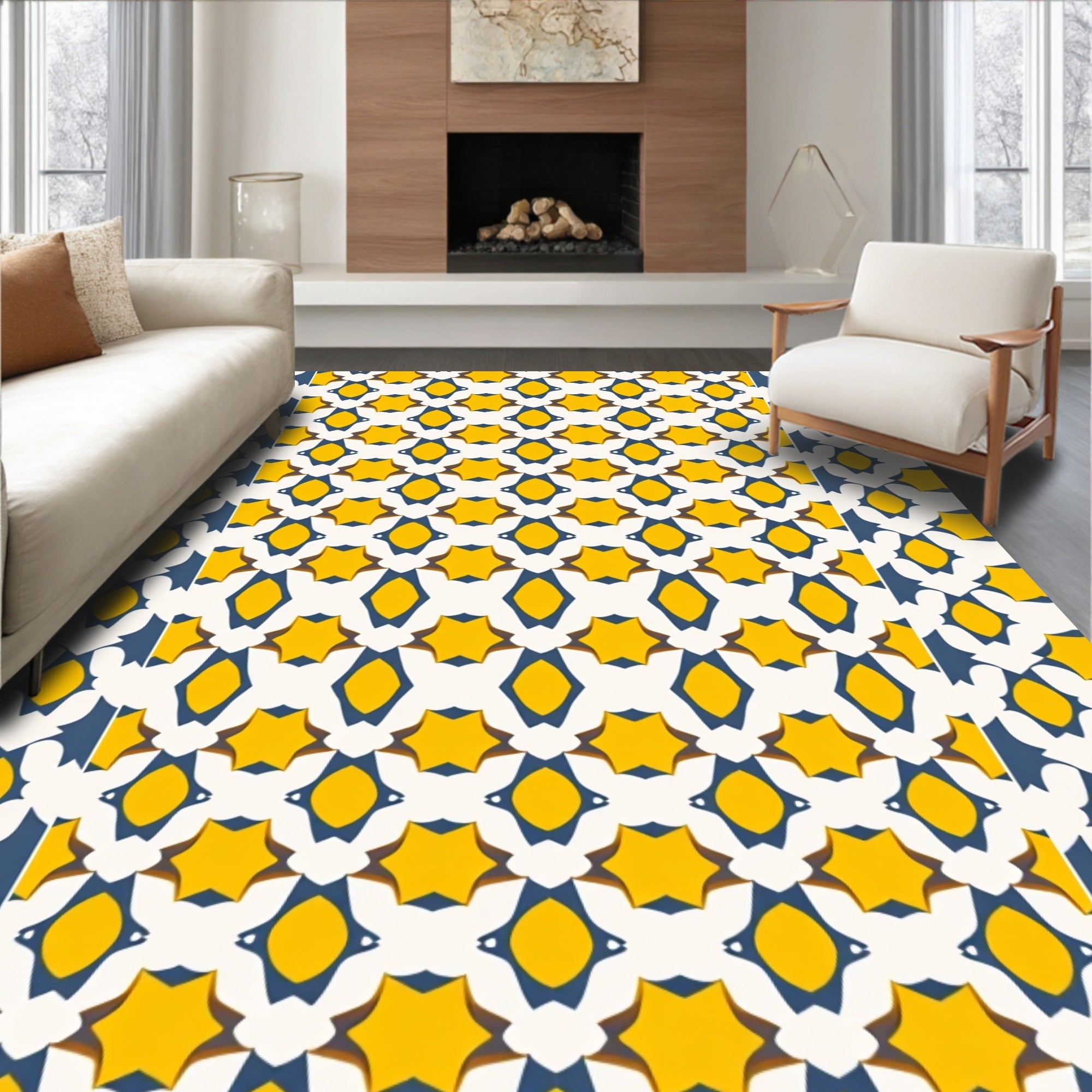 Geometric Starburst Pattern Rug