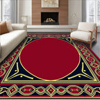 Ornate Red Gold Navy Border Rug