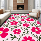 Vibrant Blooms Greenery Pattern Rug