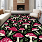 Whimsical Mushroom Pattern Design Rug