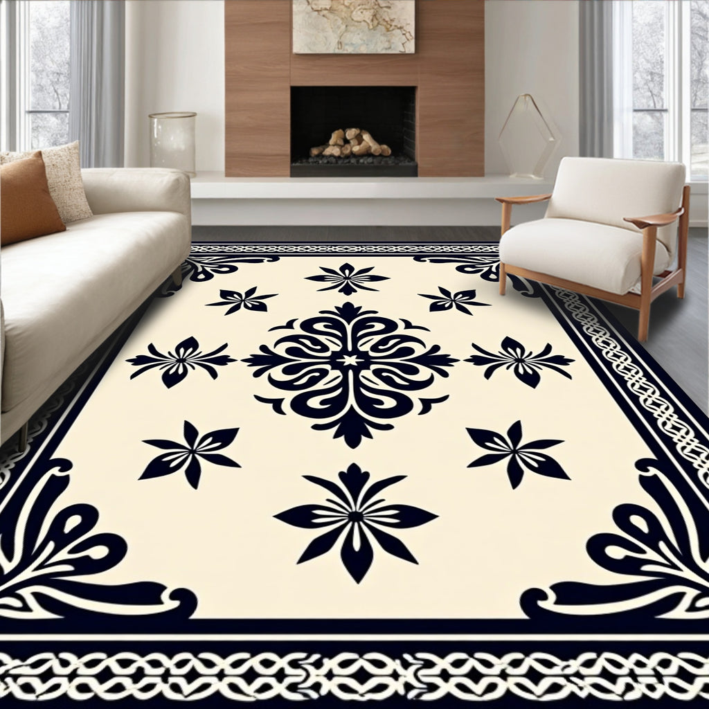 Classic Floral Medallion Border Pattern Rug