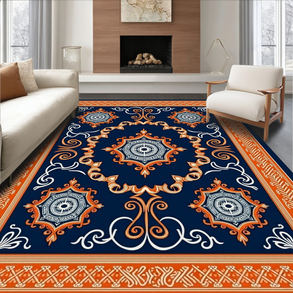 Ornate Medallion And Border Design Rug