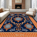 Ornate Medallion And Border Design Rug