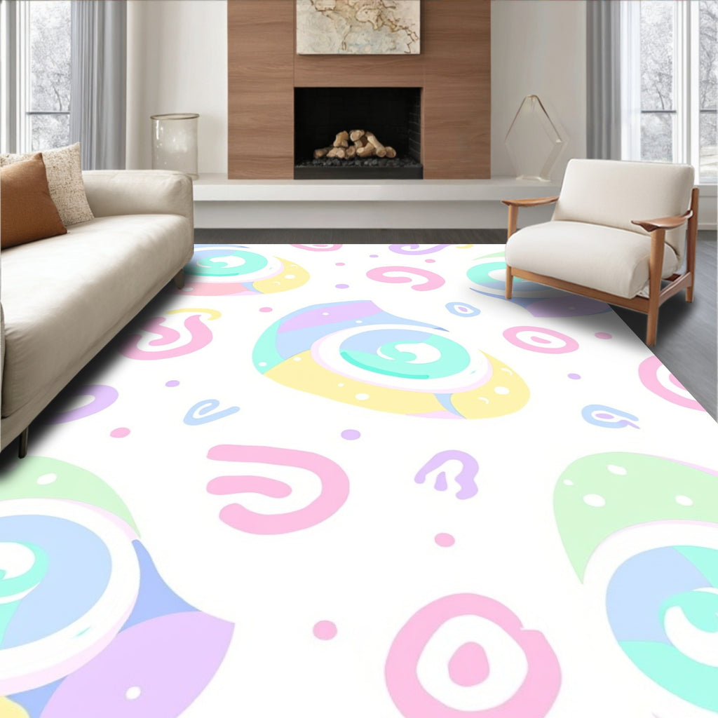 Pastel Swirl Dot Pattern Rug