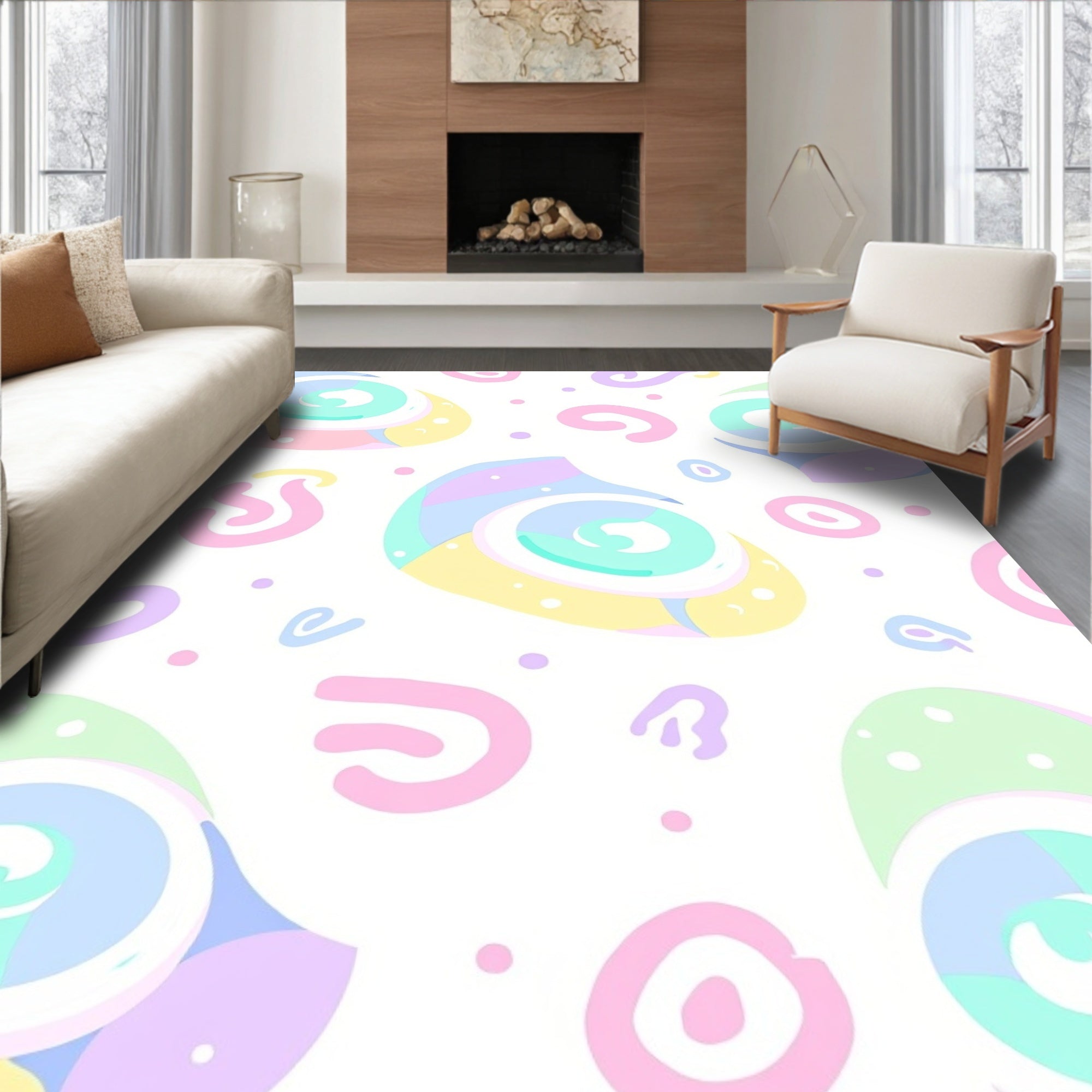 Pastel Swirl Dot Pattern Rug