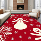 Playful Snowmen Snowflake Pattern Rug