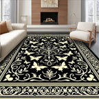 Elegant Butterfly Floral Vine Art Rug