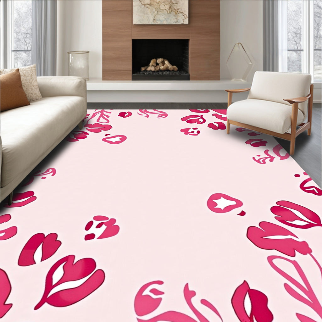 Whimsical Floral Abstract Print Rug