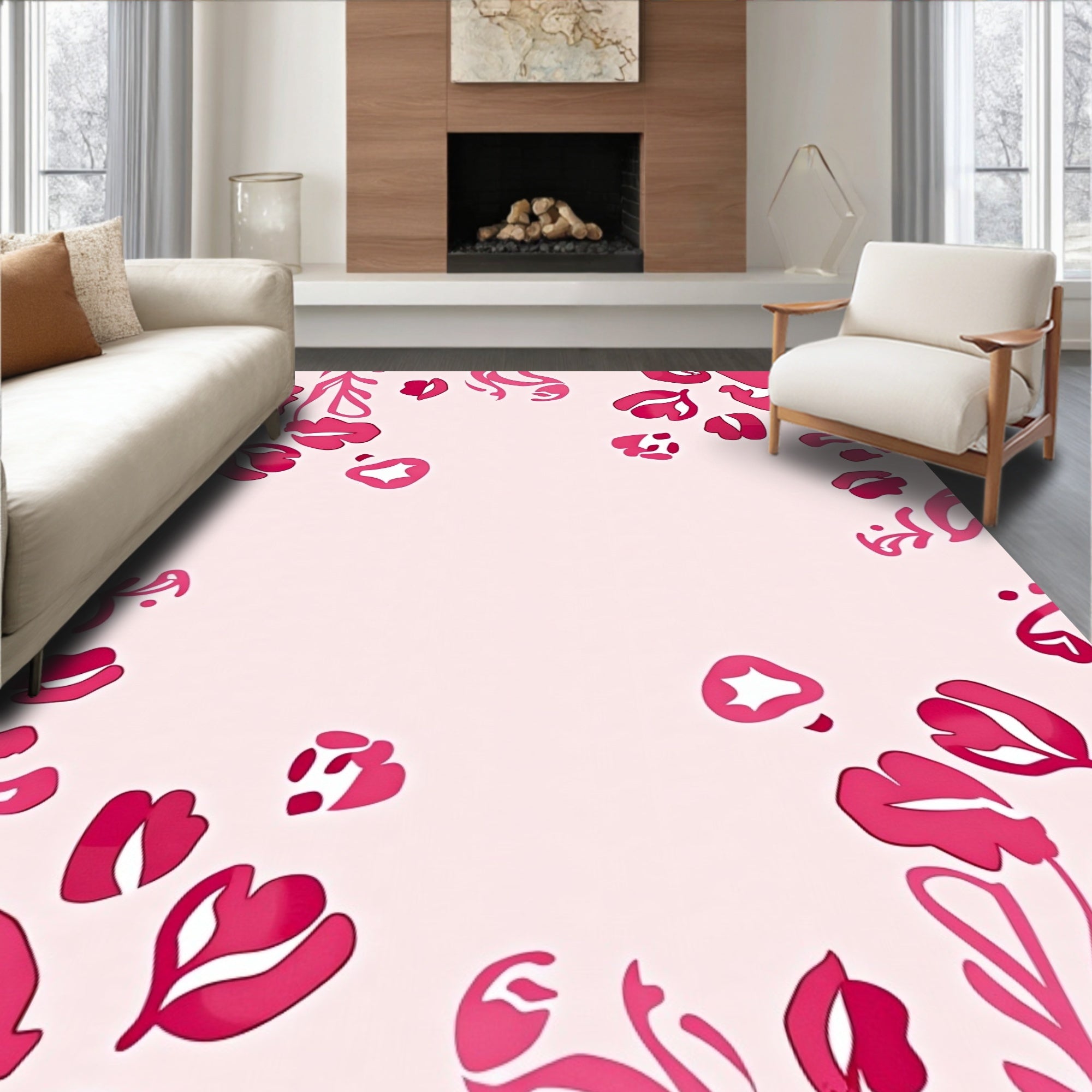 Whimsical Floral Abstract Print Rug