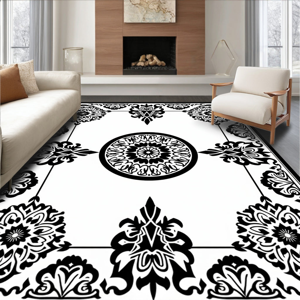 Ornate Floral Mandala Art Rug
