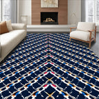 Intricate Navy Geometric Pattern Rug
