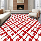 Bold Scratchy Red Diamond Pattern Rug